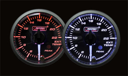 Indicador EGT Prosport de 2-1/16" con puntero blanco premium y lente transparente ámbar/blanco