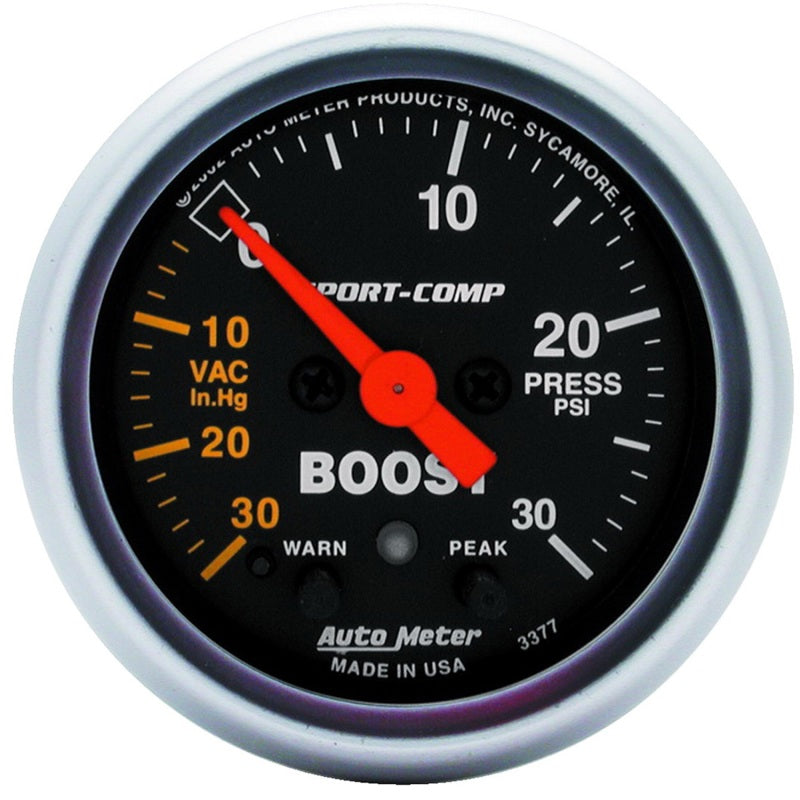 Autometer Sport-Comp 52mm 30 PSI Electronic Peak Memory/Warning Boost ...