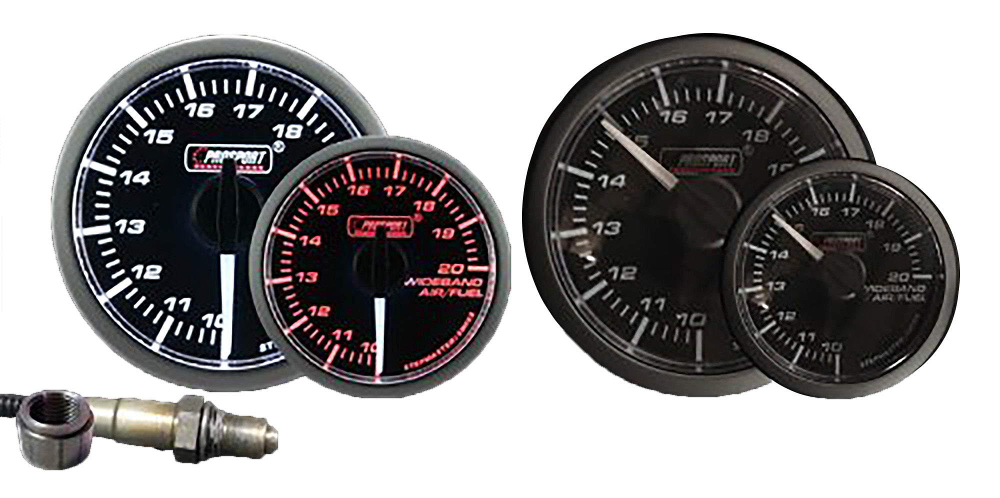 Prosport 2-1/16" Wideband Premium White Pointer Clear Lens Air Fuel Ratio kit-Amber/White