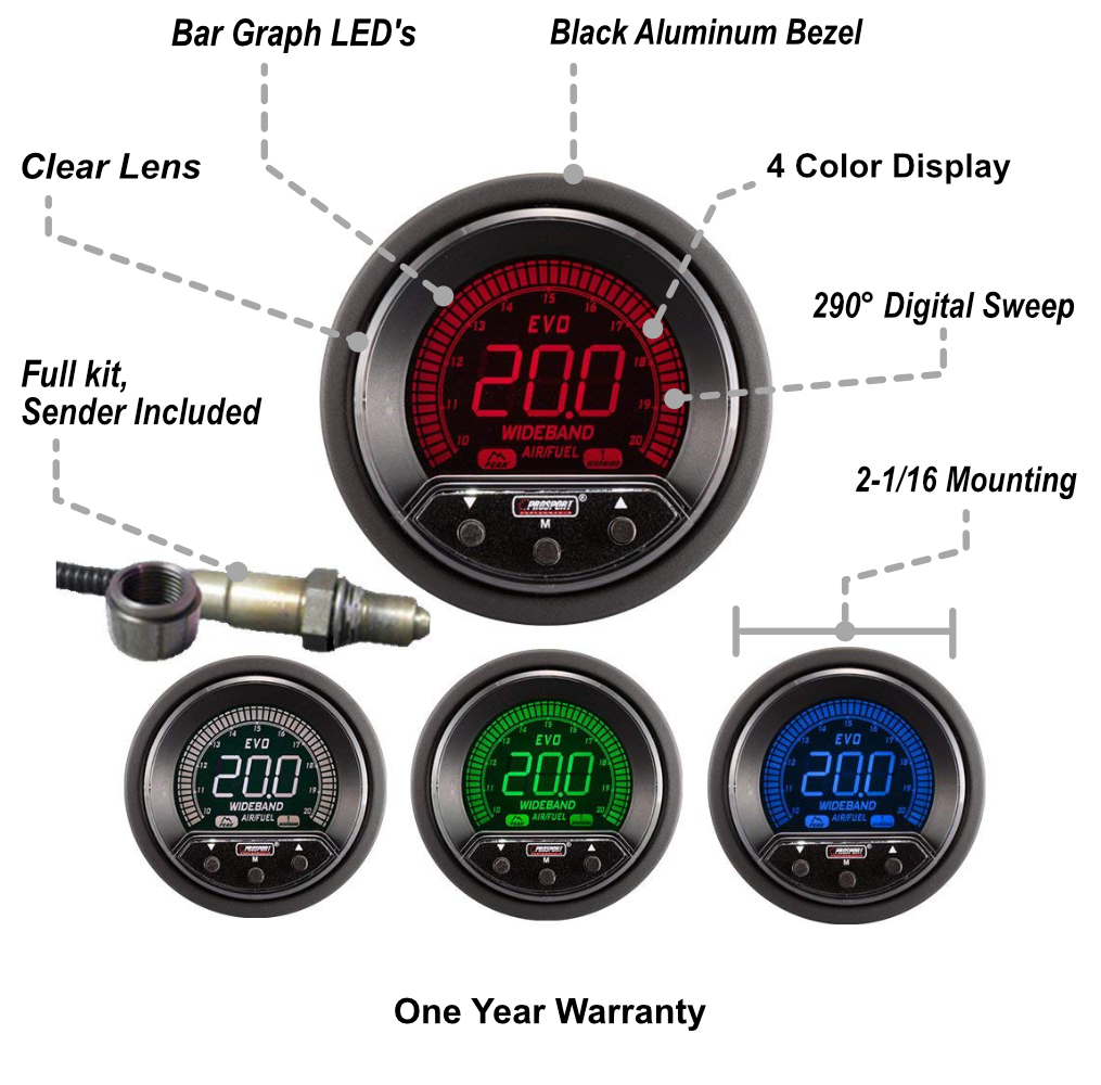 Kit de relación aire-combustible digital de banda ancha Prosport 2-1/16" Premium EVO 
