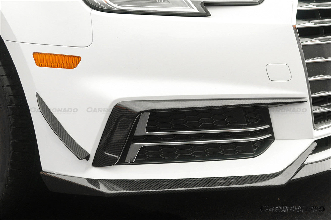 Molduras de ventilación del parachoques delantero de fibra de carbono estilo MD para AUDI B9 A4 Sport S4 Carbonado 2017-2018