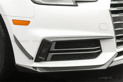 Molduras de ventilación del parachoques delantero de fibra de carbono estilo MD para AUDI B9 A4 Sport S4 Carbonado 2017-2018