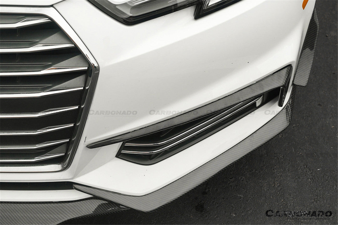 Molduras de ventilación del parachoques delantero de fibra de carbono estilo MD para AUDI B9 A4 Sport S4 Carbonado 2017-2018