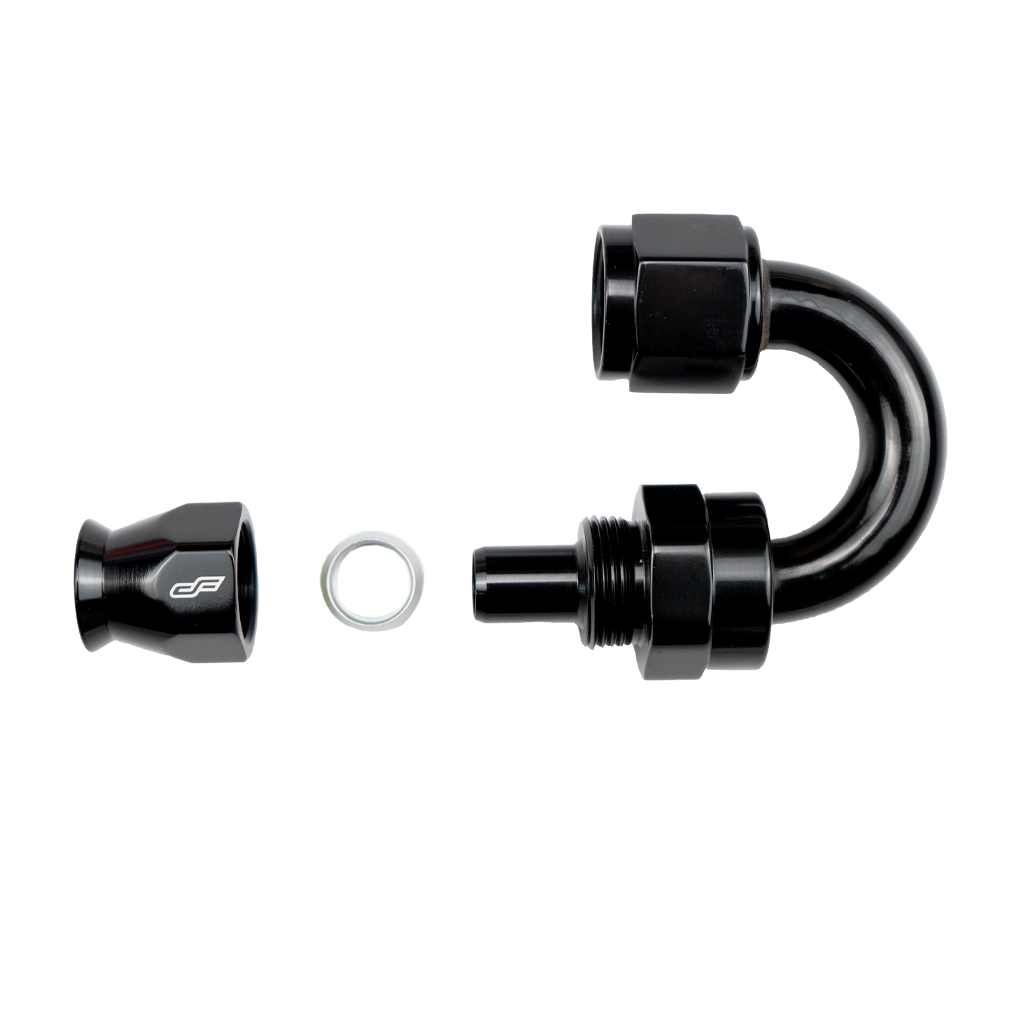-8 AN 180 Degree Female Aluminum Hose End (PTFE)