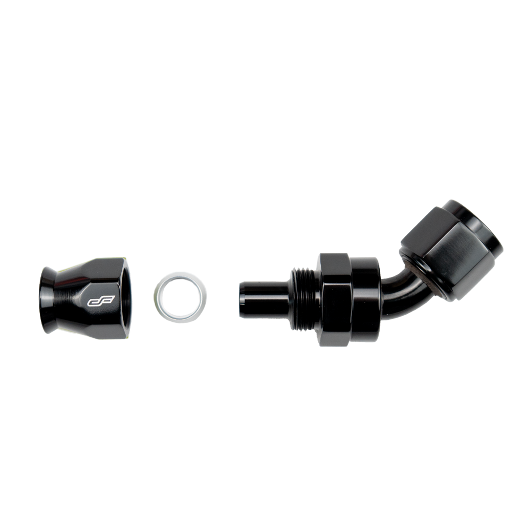 -6 AN 45 Degree Female Aluminum Hose End (PTFE)