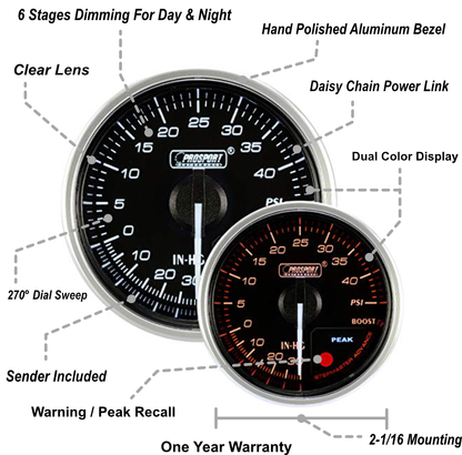 Prosport 2-1/16" Supreme Series Electrical Boost Gauge