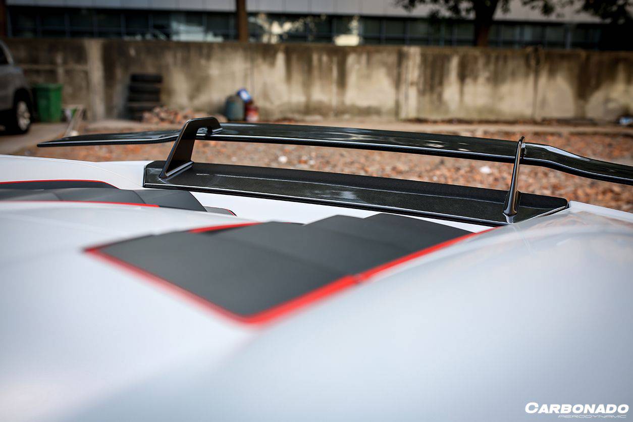 Alerón de maletero de fibra de carbono estilo Lamborghini Huracan LP610 LP580 Evo Tecnica VRS-II con base, Carbonado 2015-2025