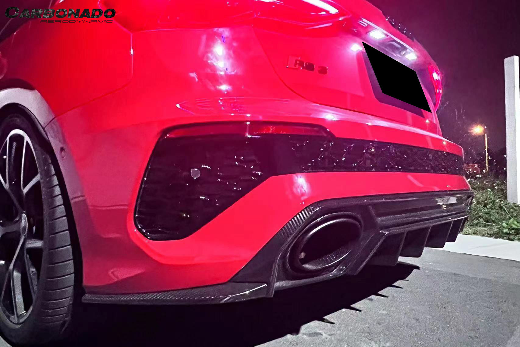 Carbonado 2021-2024 Audi RS3 8Y.0 Sportback AD Style Dry Carbon Fiber Rear Diffuser lip