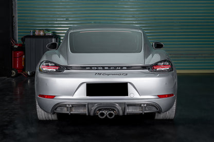 Carbonado 2017-2025 Porsche 718 Cayman Boxster GT4 Style Dry Carbon Fiber Middle Exhaust Rear Diffuser Lip
