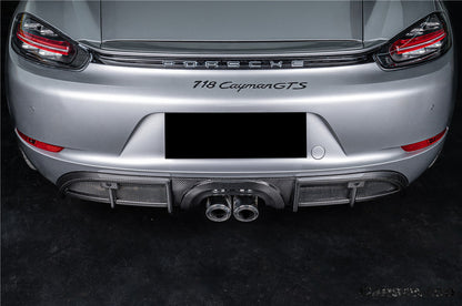 Carbonado 2017-2025 Porsche 718 Cayman Boxster GT4 Style Dry Carbon Fiber Middle Exhaust Rear Diffuser Lip