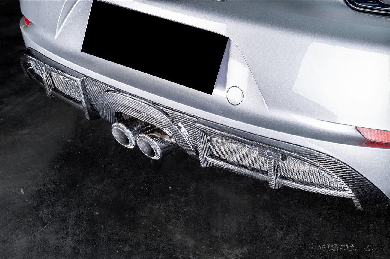 Carbonado 2017-2025 Porsche 718 Cayman Boxster GT4 Style Dry Carbon Fiber Middle Exhaust Rear Diffuser Lip