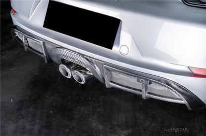 Carbonado 2017-2025 Porsche 718 Cayman Boxster GT4 Style Dry Carbon Fiber Middle Exhaust Rear Diffuser Lip