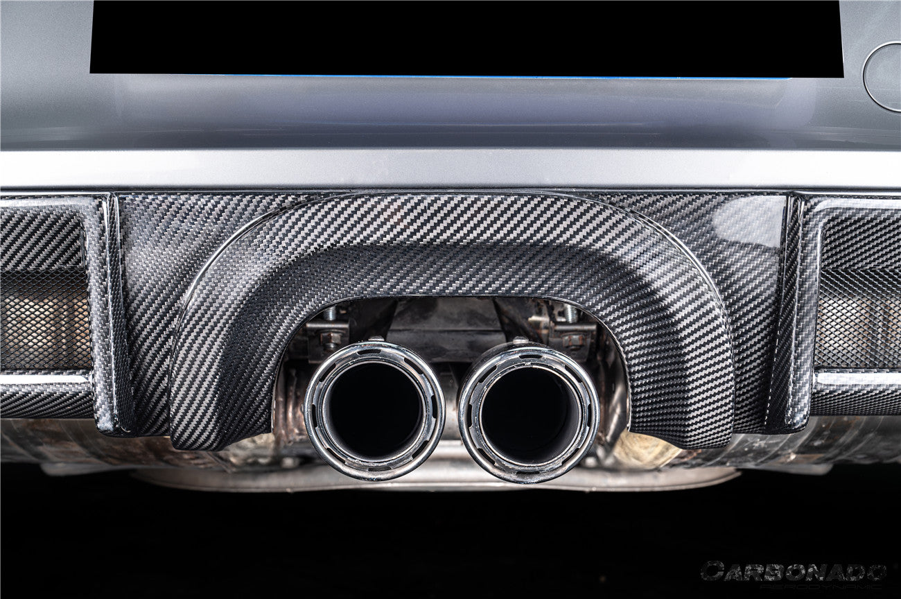 Carbonado 2017-2025 Porsche 718 Cayman Boxster GT4 Style Dry Carbon Fiber Middle Exhaust Rear Diffuser Lip