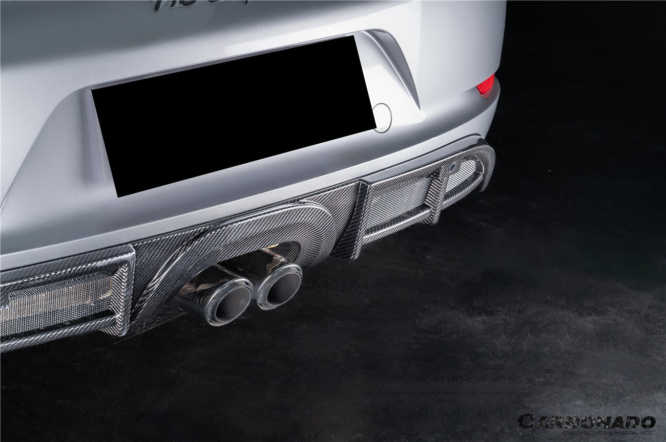 Carbonado 2017-2025 Porsche 718 Cayman Boxster GT4 Style Dry Carbon Fiber Middle Exhaust Rear Diffuser Lip