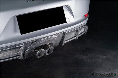 Carbonado 2017-2025 Porsche 718 Cayman Boxster GT4 Style Dry Carbon Fiber Middle Exhaust Rear Diffuser Lip