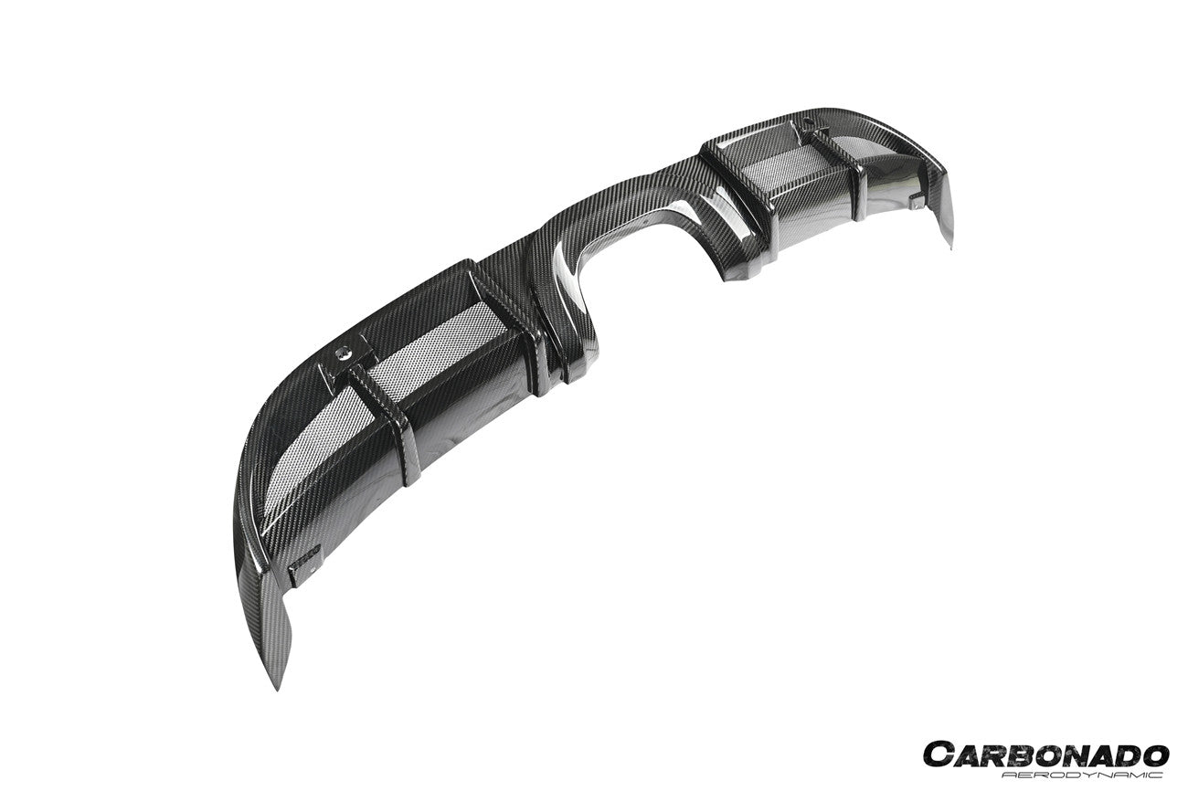 Carbonado 2017-2025 Porsche 718 Cayman Boxster GT4 Style Dry Carbon Fiber Middle Exhaust Rear Diffuser Lip