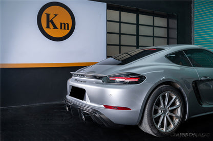 Carbonado 2017-2025 Porsche 718 Cayman Boxster GT4 Style Dry Carbon Fiber Rear Diffuser Lip