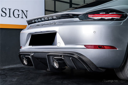 Carbonado 2017-2025 Porsche 718 Cayman Boxster GT4 Style Dry Carbon Fiber Rear Diffuser Lip