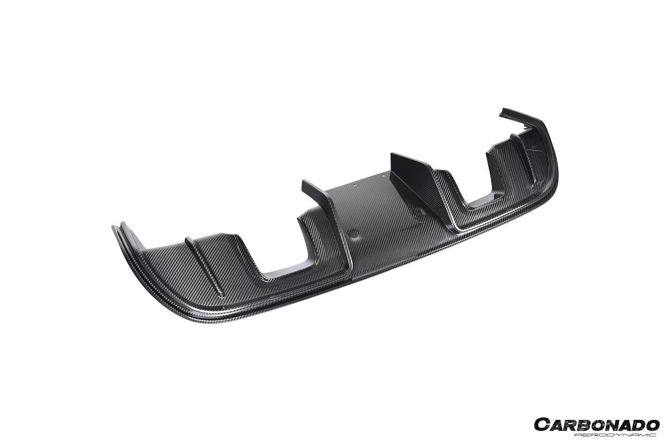 Difusor trasero de fibra de carbono estilo autoclave Porsche 718 Cayman Boxster GT4RS Carbonado 2017-2025 con alerones y puntas de escape