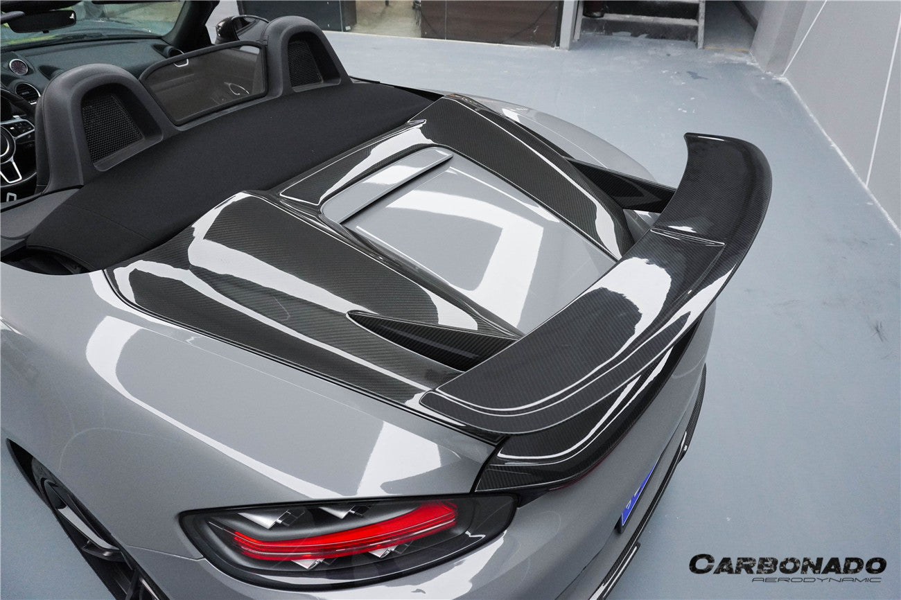 Carbonado 2012-2025 Porsche 718 981 Boxster HU Style Dry Carbon Fiber Hump Spoiler Wing