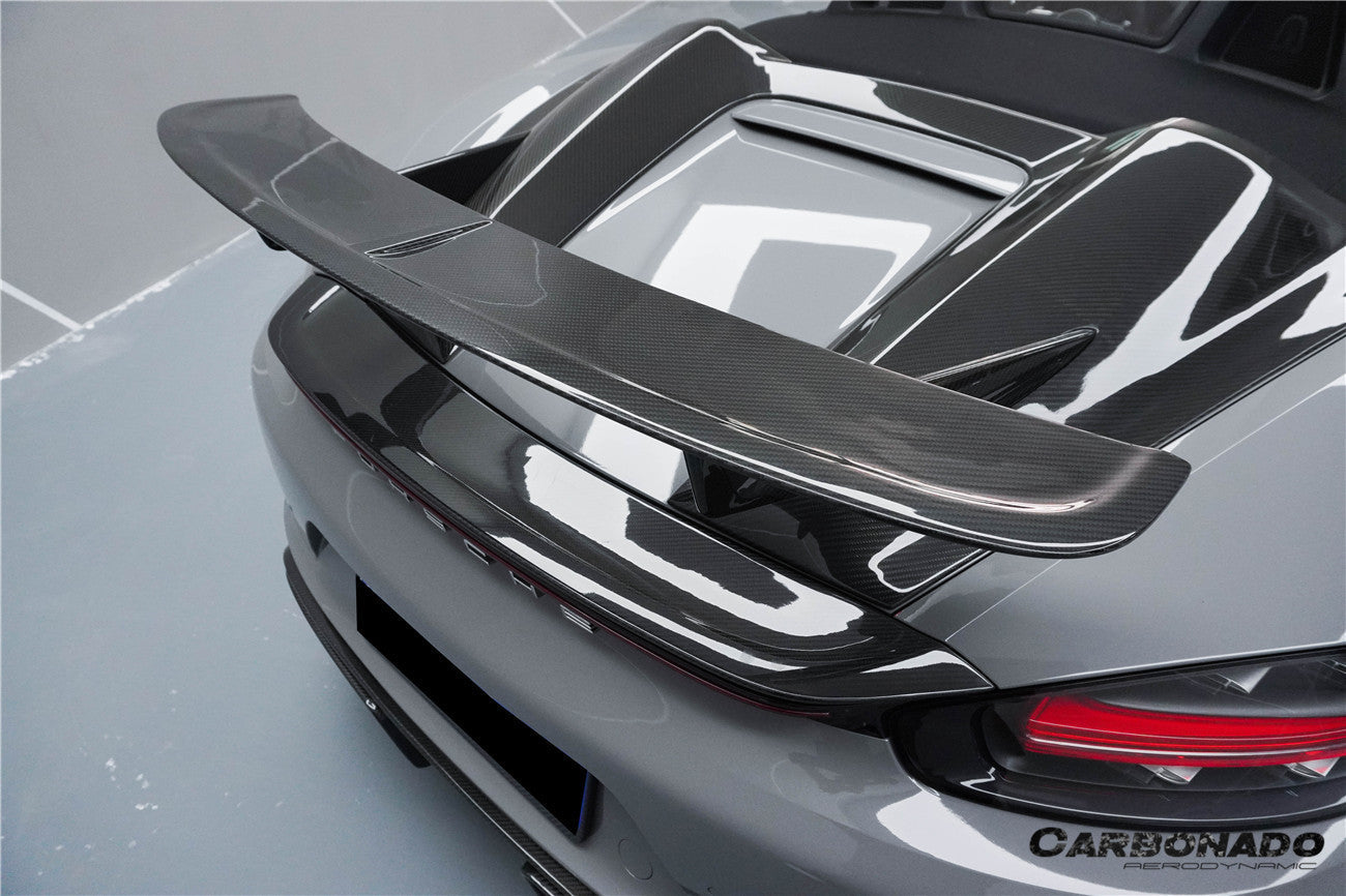 Carbonado 2012-2025 Porsche 718 981 Boxster HU Style Dry Carbon Fiber Hump Spoiler Wing