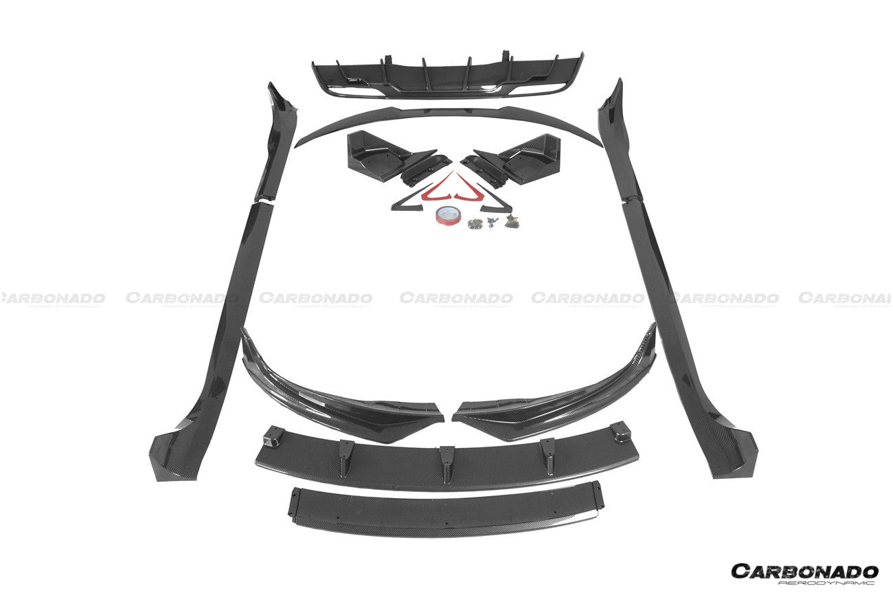 Carbonado 2024-UP Tesla Model 3 Highland RWD & AWD Fast Style Carbon Fiber Pattern Look body kit