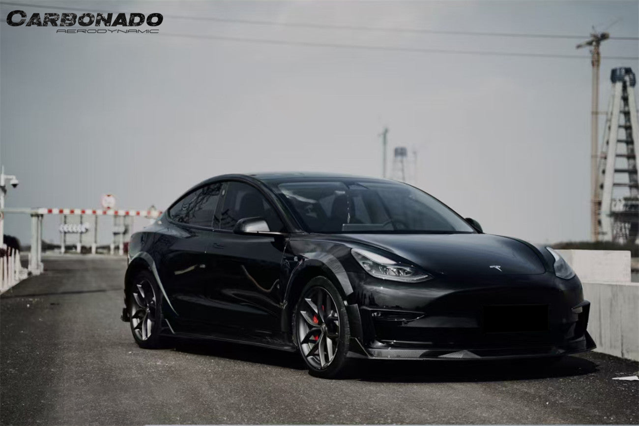 Carbonado 2017-2023 Tesla Pre Model 3 Turbo Style Carbon Fiber & pattern Look Wide body kit