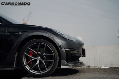 Carbonado 2017-2023 Tesla Pre Model 3 Turbo Style Carbon Fiber & pattern Look Wide body kit
