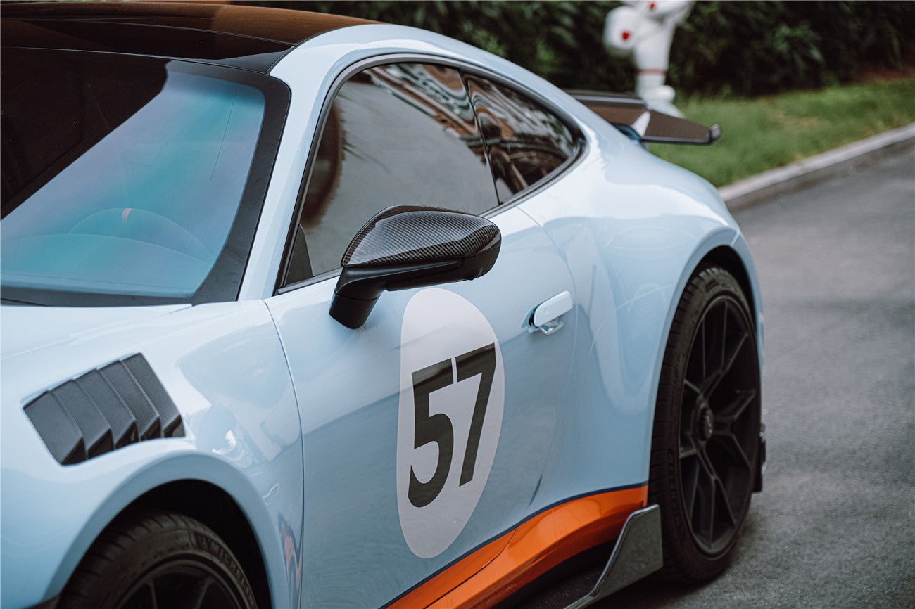 Carcasa de espejo de fibra de carbono autoclave estilo Porsche 911 992 Carrera Taycan Carbonado 2019-2024 | 4, S, 4S, GTS, Turbo, Turbo S, GT3, GT3 RS