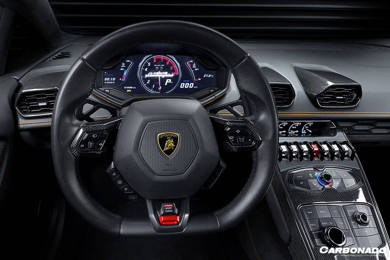 Carbonado 2015-2019 Lamborghini Huracan LP610  LP580  EVO OEM Style Autoclave Carbon Fiber Center Console Border Trim