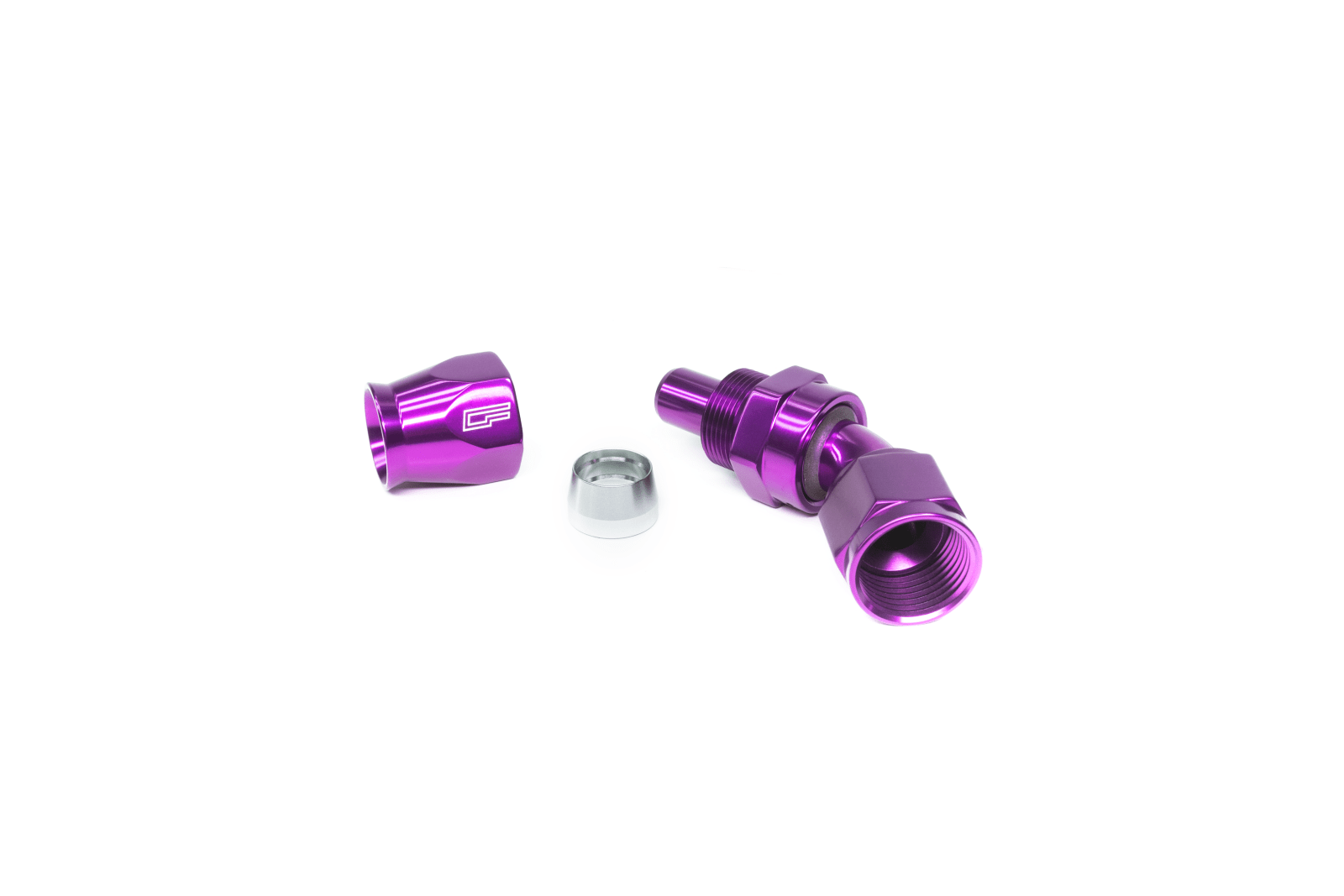 ColorFittings -08 AN 45 Degree Female Aluminum Hose End (PTFE)