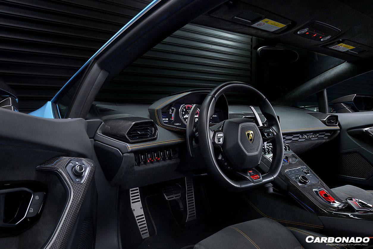 Moldura central del volante de fibra de carbono estilo autoclave para Lamborghini Huracan LP610 LP580 EVO (OEM) Carbonado 2015-2019