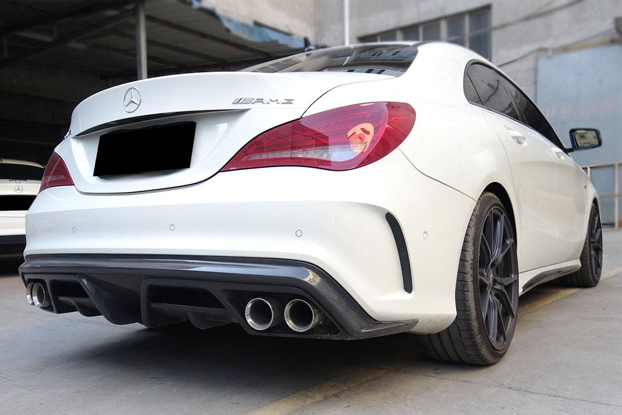 Carbonado 2014-2016 Mercedes Benz W117 CLA Sport & CLA45 AMG PA Style Rear Diffuser with exhaust tips