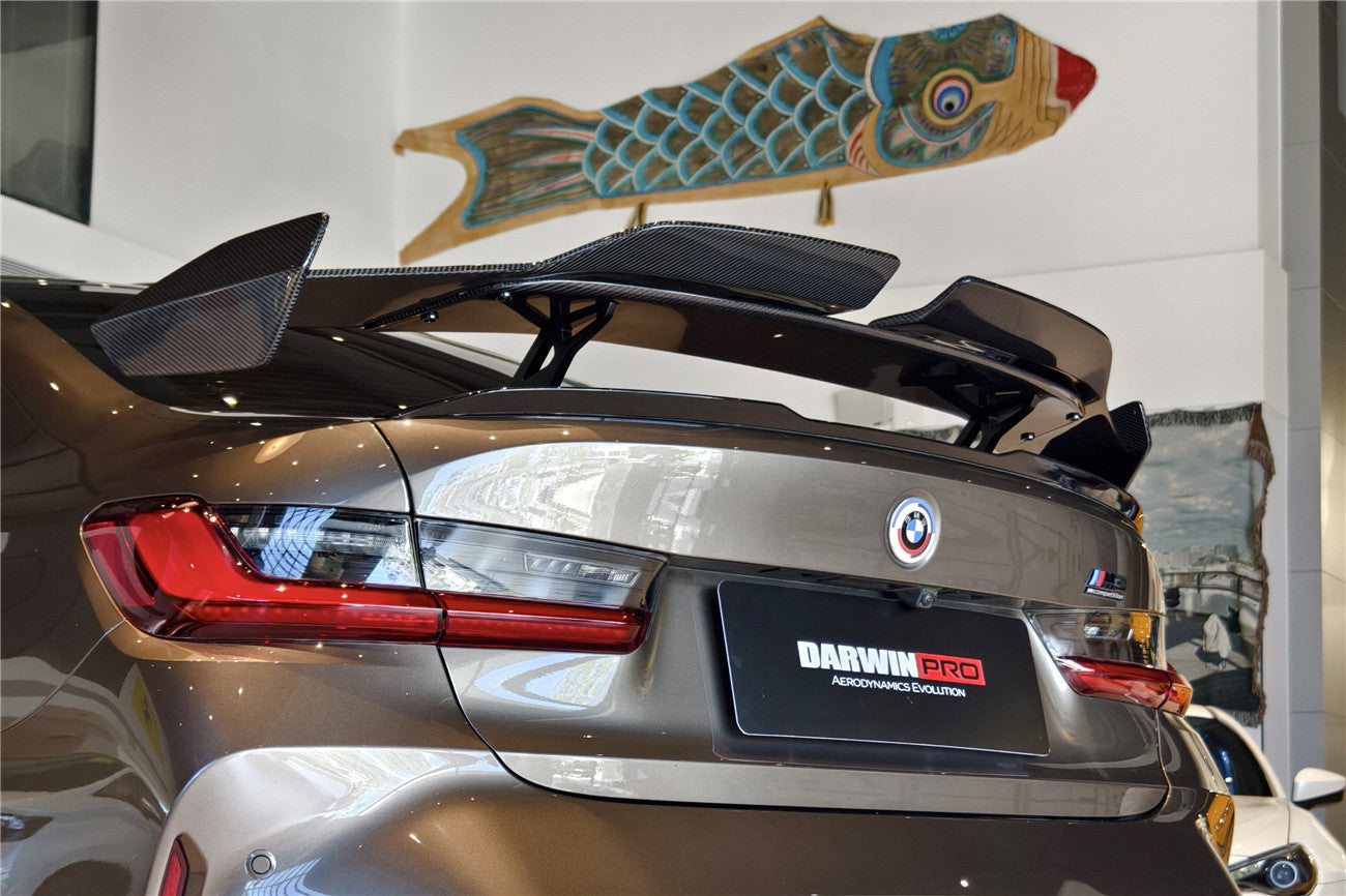 Alerón trasero de fibra de carbono DarwinPRO 2021-UP BMW M3 G80 Serie 3 G20 M4 G82 Serie 4 G22 estilo BKSSII con patas de alerón de aleación de aluminio