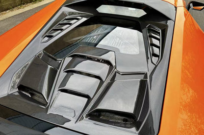 DarwinPRO 2015-2025 Lamborghini Huracan LP610 & LP580 & EVO Coupe Convert Tecnica Style Dry Carbon Fiber Rear Engine Hood