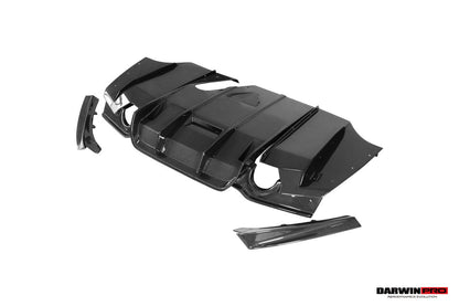 Borde trasero de fibra de carbono DarwinPRO 2013-2019 BMW Serie 3 F30 F35 M-Tech GV Style con bandeja inferior