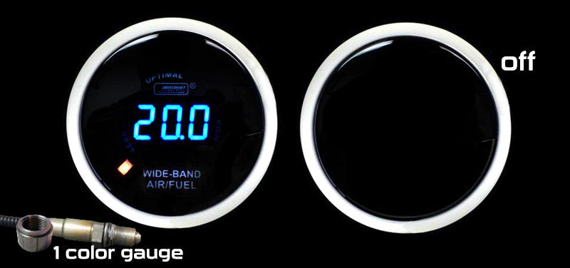 Kit de relación aire-combustible digital de banda ancha Prosport de 2-1/16" con pantalla LCD azul