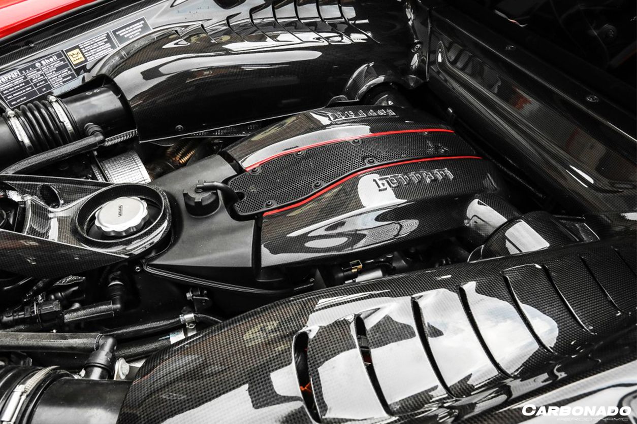 Carbonado 2015-2023 Ferrari 488 GTB Pista  F8 Dry Carbon Fiber Engine Bay Panels With Heat Protection