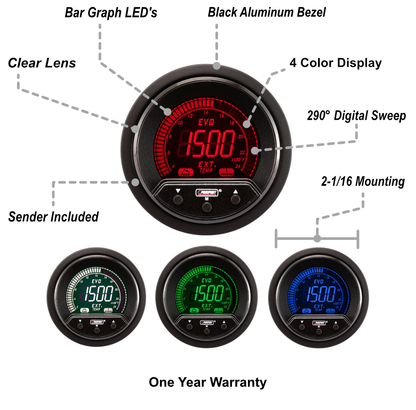 Prosport 2-1/16" Premium Evo Electrical Exhaust Gas Temperature Gauge