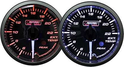 Indicador EGT Prosport de 2-1/16" con puntero blanco premium y lente transparente ámbar/blanco