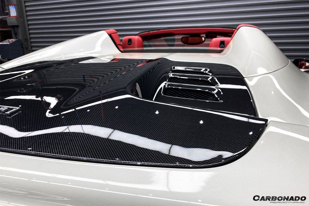 Carbonado 2010-2015 Ferrari 458 Spider Style Double Carbon Fiber Engien Hood Trunk