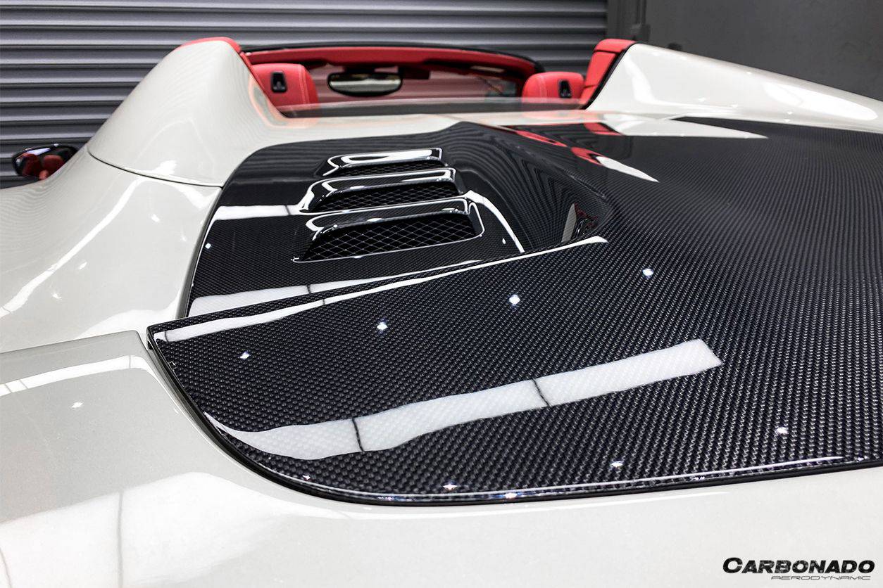 Carbonado 2010-2015 Ferrari 458 Spider Style Double Carbon Fiber Engien Hood Trunk