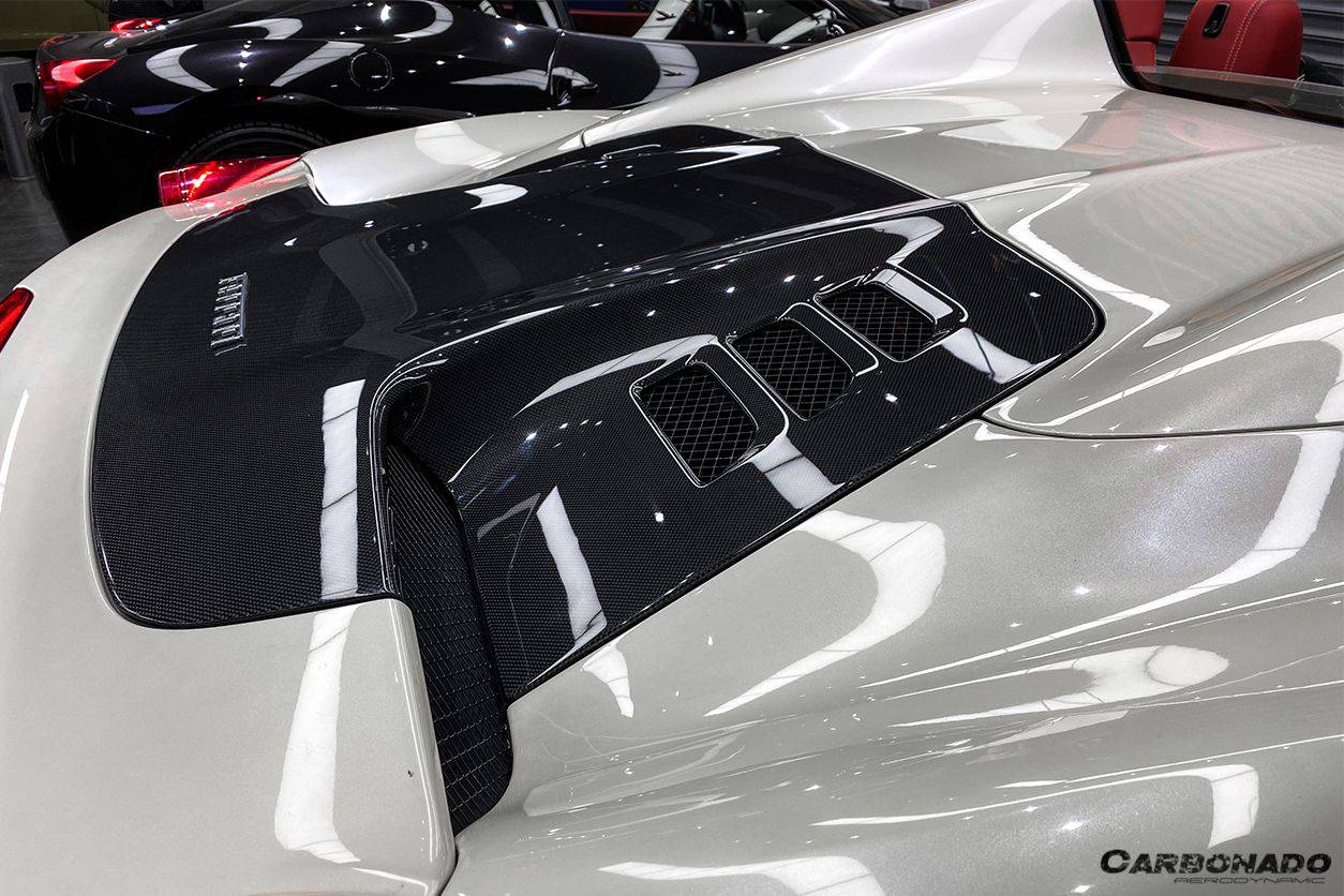 Carbonado 2010-2015 Ferrari 458 Spider Style Double Carbon Fiber Engien Hood Trunk