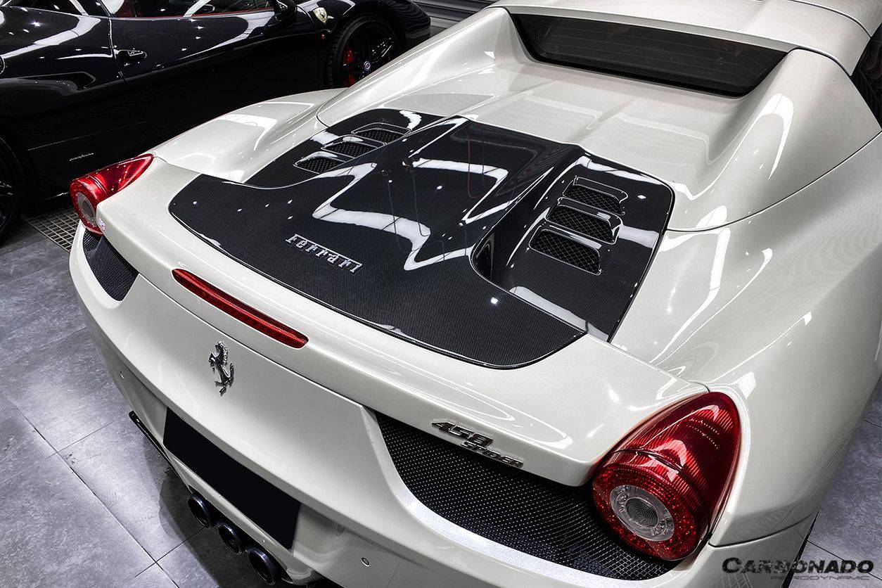 Carbonado 2010-2015 Ferrari 458 Spider Style Double Carbon Fiber Engien Hood Trunk
