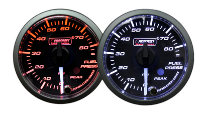 Prosport 2-1/16" Premium White Pointer Clear Lens Amber/White Fuel Pressure Gauge