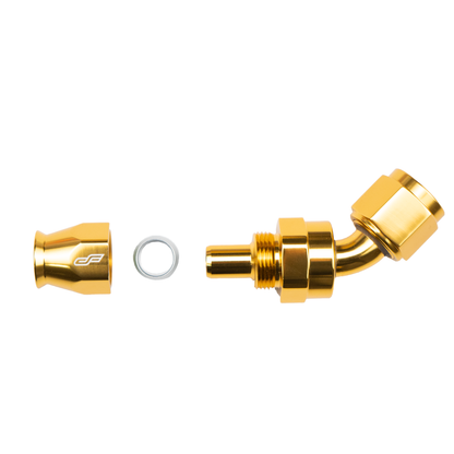 -8 AN 45 Degree Female Aluminum Hose End (PTFE)
