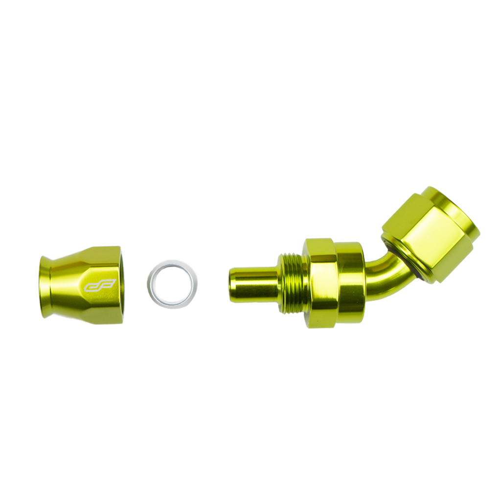 -8 AN 45 Degree Female Aluminum Hose End (PTFE)