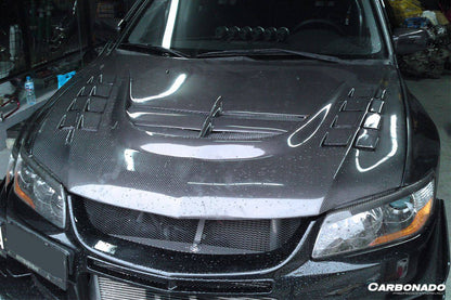 Capó de fibra de carbono estilo Mitsubishi Evo 7 8 9 VTX Carbonado 2003-2006