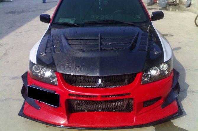 Capó de fibra de carbono estilo Mitsubishi Evo 7 8 9 VTX Carbonado 2003-2006