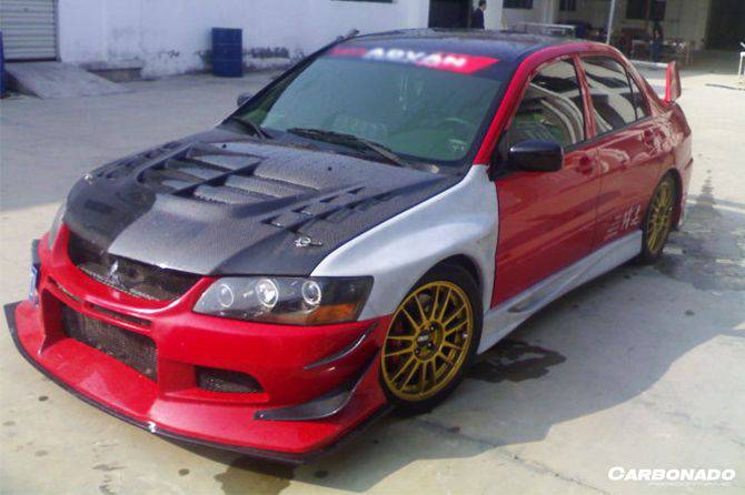 Capó de fibra de carbono estilo Mitsubishi Evo 7 8 9 VTX Carbonado 2003-2006